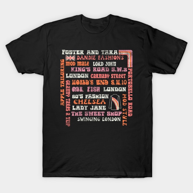 Iconic London Roads and Stores of the 60's T-Shirt by Foster and Tara